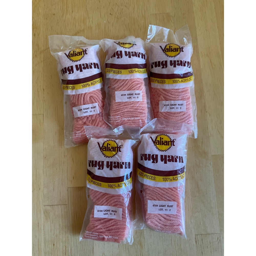 Valiant Rug Yarn 5 Packs 6154 Light Rust 100% Acrylic 320 Pieces Each Latch Hook